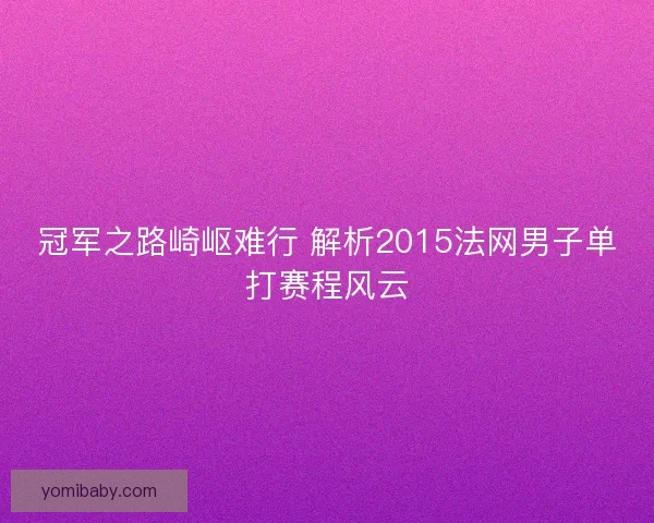 冠军之路崎岖难行 解析2015法网男子单打赛程风云